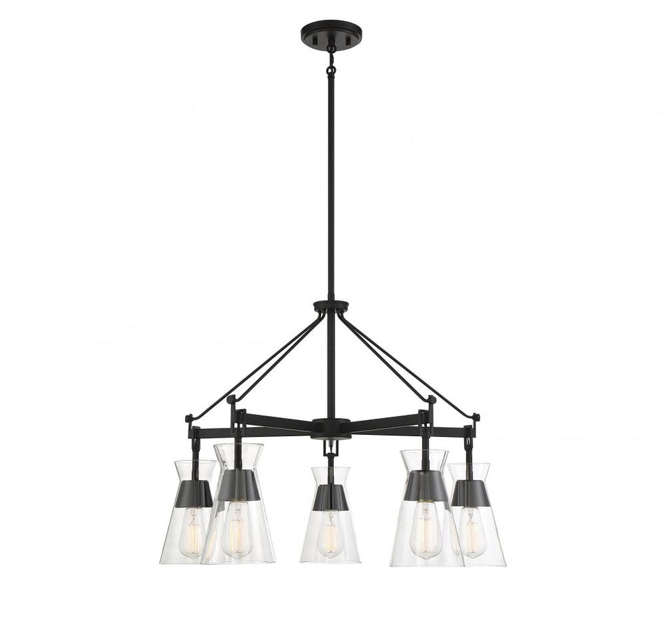Mid-Century Modern 5 Light Chandelier from the Lakewood Collection