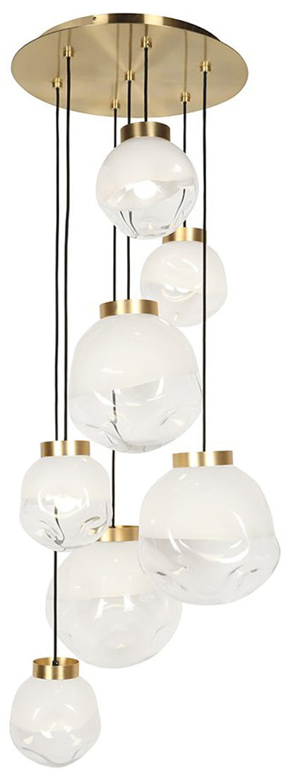 Chandelier Morph 7 Light Clear Opal Brushed Brass 7X5W G15 E26 LED Dimmable