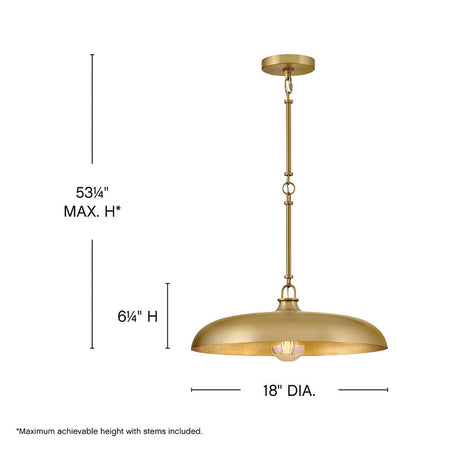 Sadie 18" Shallow Pan Pendant in Lacquered Brass - dimensions