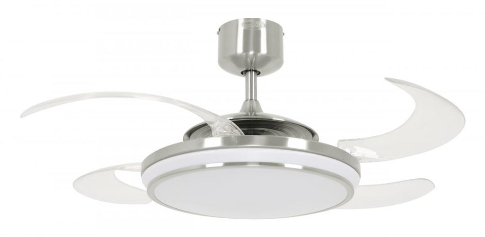 Fanaway EVO1 48" Brushed Chrome Retractable Blade Fan w/Color Adjustable LED (Remote Included)