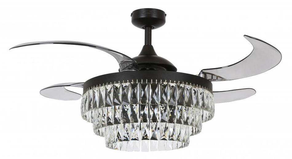 Fanaway Veil 48" Antique Black Retractable Blade Fan and Light (Remote Included)