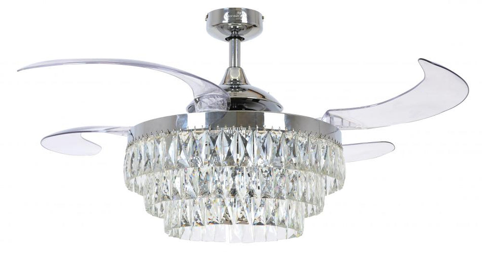 Veil Chrome Retractable Blade Fan & Light (Remote Included)