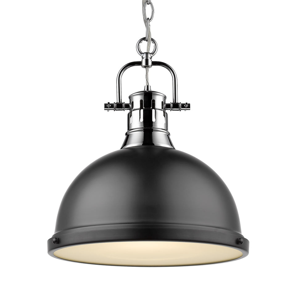 Yep by Golden Lighting Duncan 1-light 14in Chain Hung Pendant and Matte Black shade
