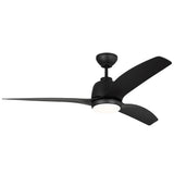Avila 54" Dimmable Integrated LED Indoor/Outdoor Coastal Black Ceiling Fan with Light Kit