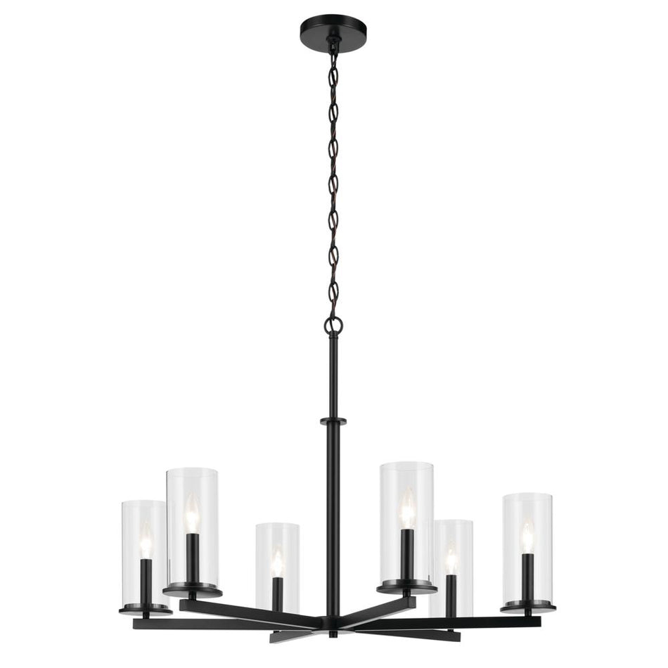 Contemporary 6 Light Chandelier from the Crosby Collection