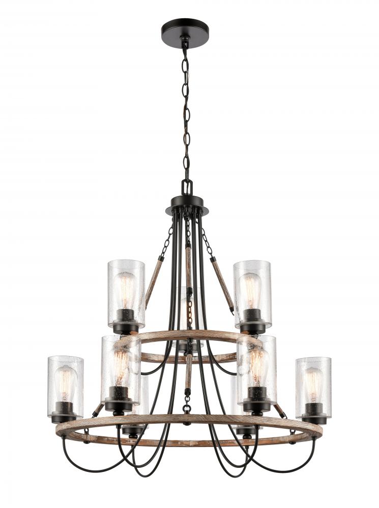 Country/Rustic 9 Light Chandelier from the Paladin Collection