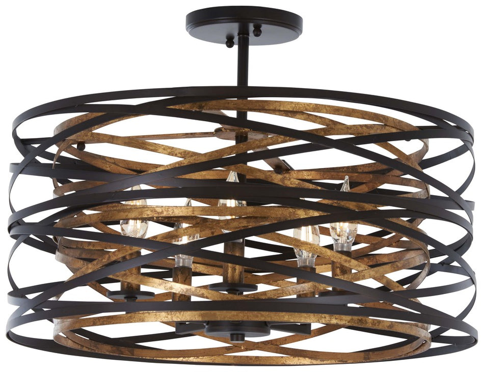 Modern Drum Shade Semi-Flush Mount from the Vortic Flow Collection