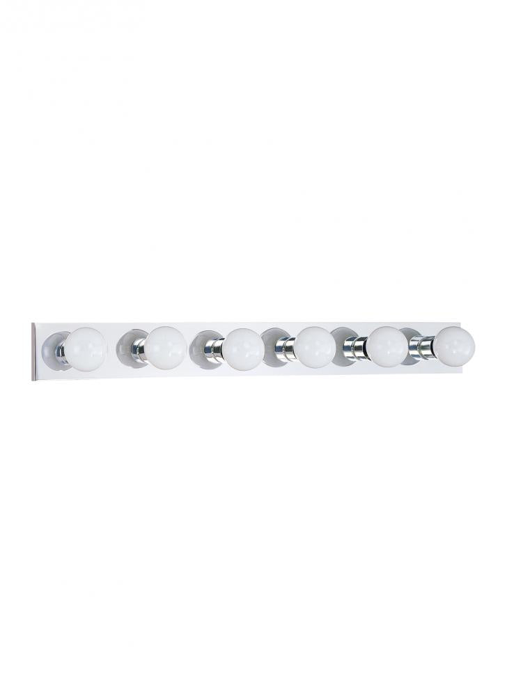 Center Stage traditional 6-light indoor dimmable bath vanity wall sconce