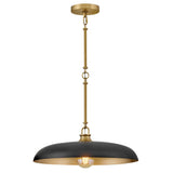Sadie 18" Shallow Pan Pendant in Lacquered Brass with Black