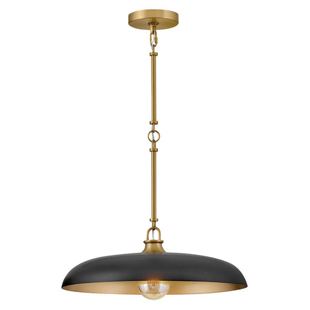 Sadie 18" Shallow Pan Pendant in Lacquered Brass with Black