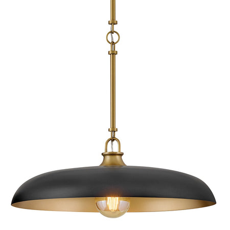 Sadie 18" Shallow Pan Pendant in Lacquered Brass with Black