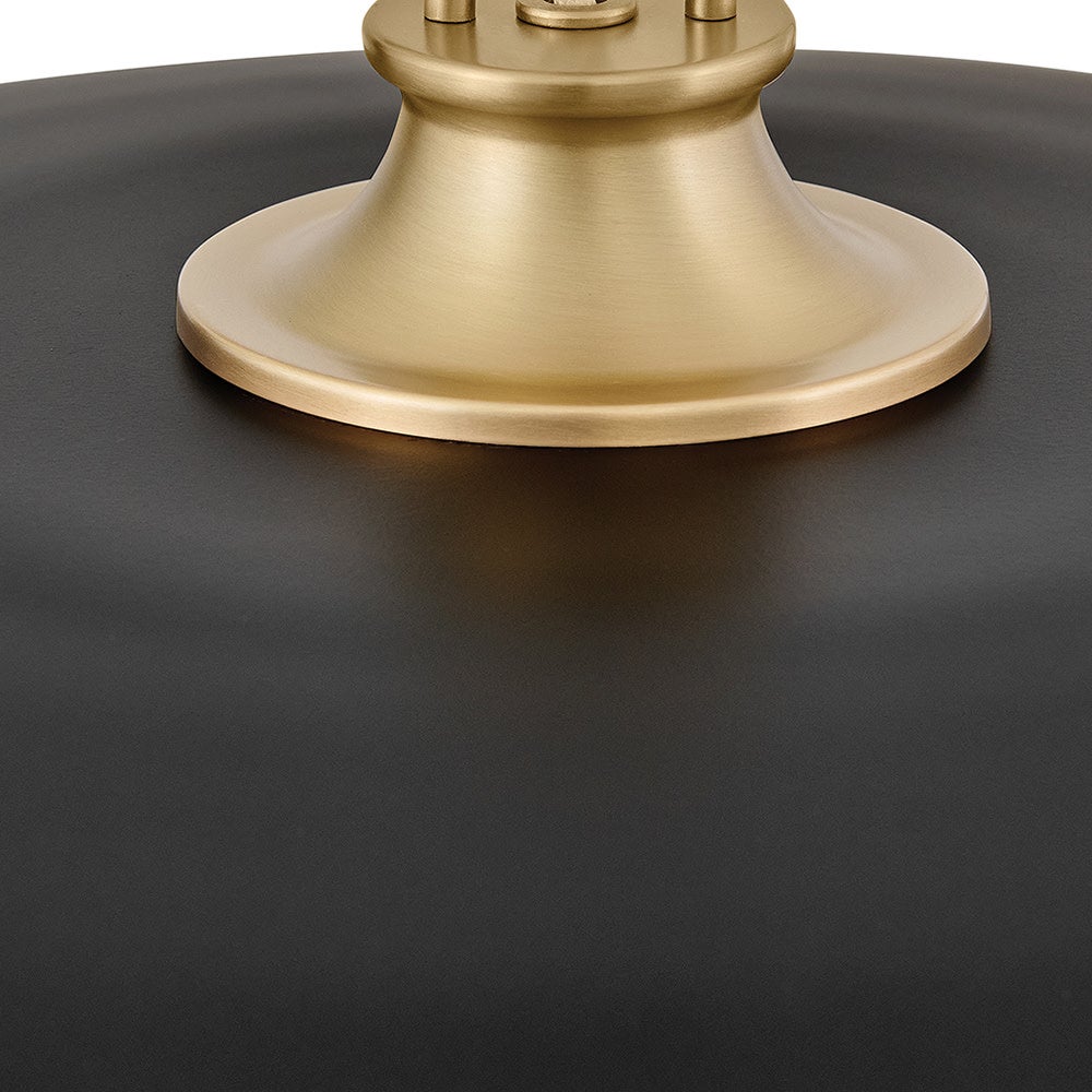 Sadie 18" Shallow Pan Pendant in Lacquered Brass with Black