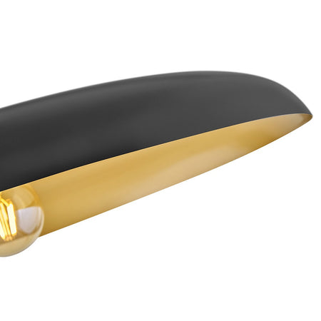 Sadie 18" Shallow Pan Pendant in Lacquered Brass with Black
