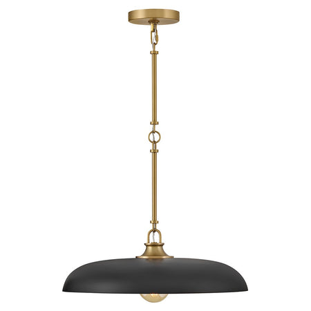Sadie 18" Shallow Pan Pendant in Lacquered Brass with Black