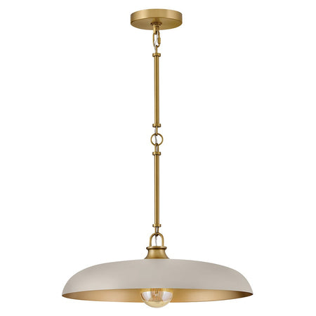 Sadie 18" Shallow Pan Pendant in Lacquered Brass with Light Taupe