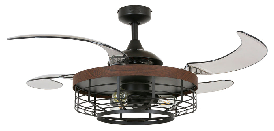 Fanaway Montclair 48" Black Retractable Blade Fan and Light (Remote Included)