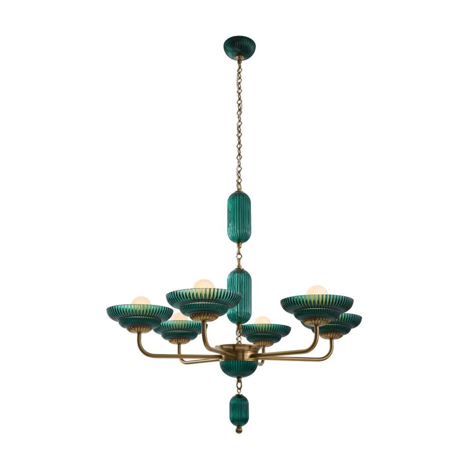Art Deco 6 Light Chandelier from the Verde Collection