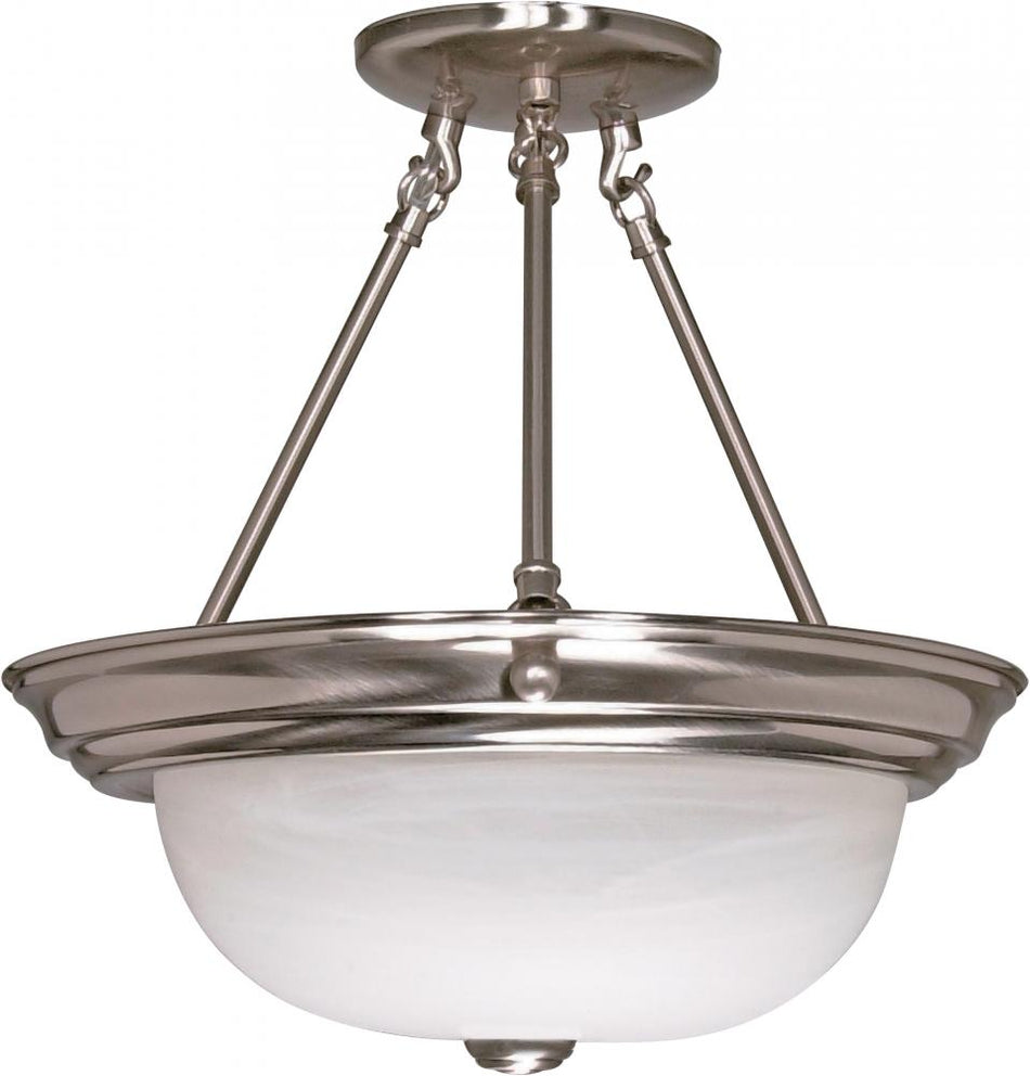 2 Light, Semi-Flush, Alabaster Glass, Finish