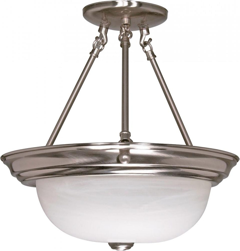 3 Light, Semi-Flush, Alabaster Glass, Finish