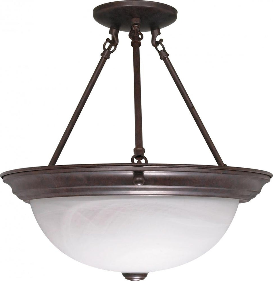 3 Light, Semi-Flush, Alabaster Glass, Finish