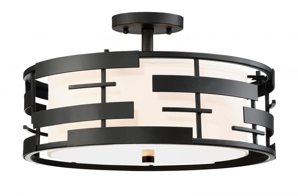 Contemporary Drum Shade Semi-Flush Mount from the Lansing Collection