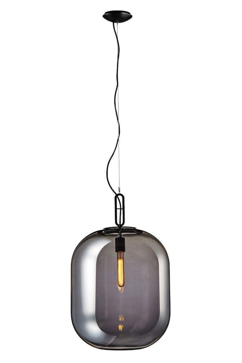 Pendant Max Grey Glass Black Finish E26 LED Edison ST58
