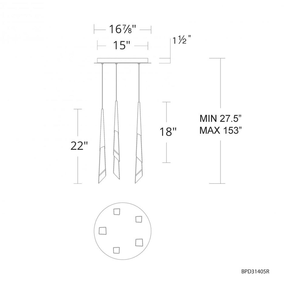 Solitude 5 Light 120-277V Multi-Light Pendant (Round Canopy) with Optic Haze Quartz