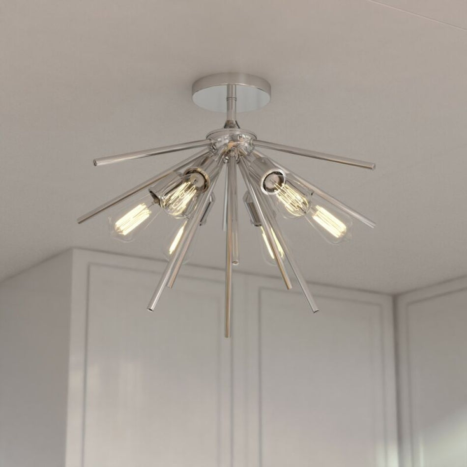 Estelle 24-in Semi Flush Ceiling Light Polished Nickel