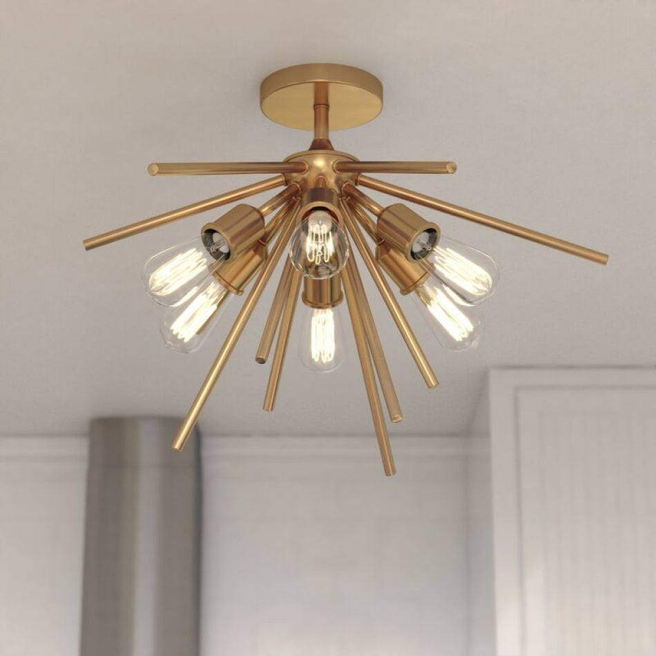 Estelle 24-in Semi Flush Ceiling Light Natural Brass