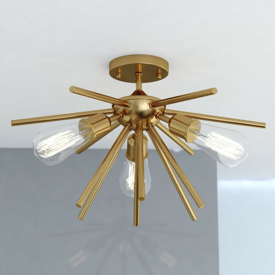 Estelle 17-in Semi Flush Ceiling Light Natural Brass