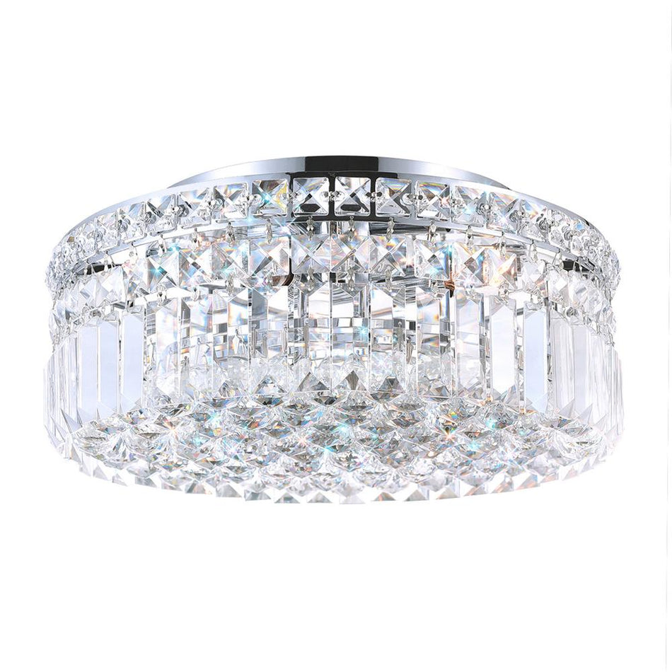 Colosseum 4 Light 14in Chrome Flush Mount with Crystals