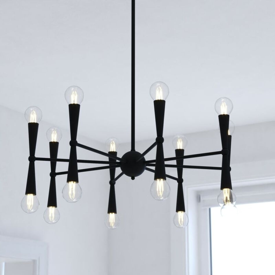 Drake 29-in. 16 Light Chandelier Matte Black