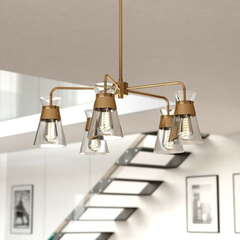 Harper 27-in. 5 Light Chandelier Natural Brass