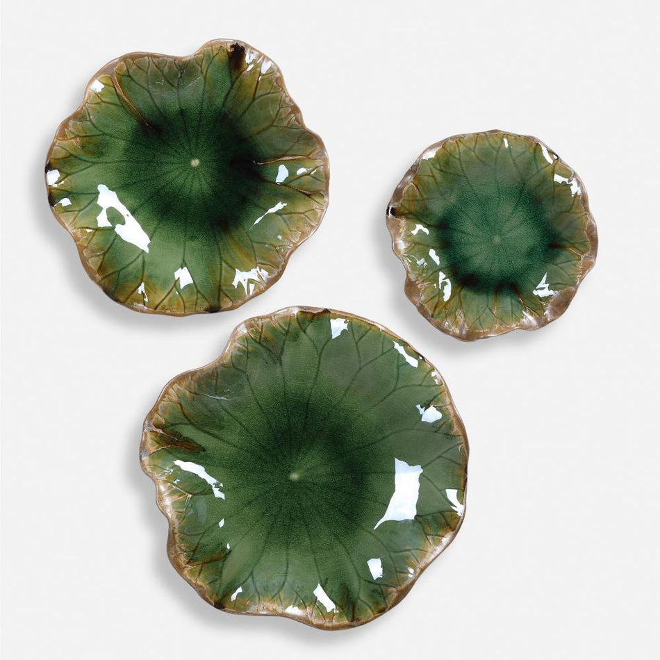 Uttermost Abella Green Ceramic Wall Decor Set/3