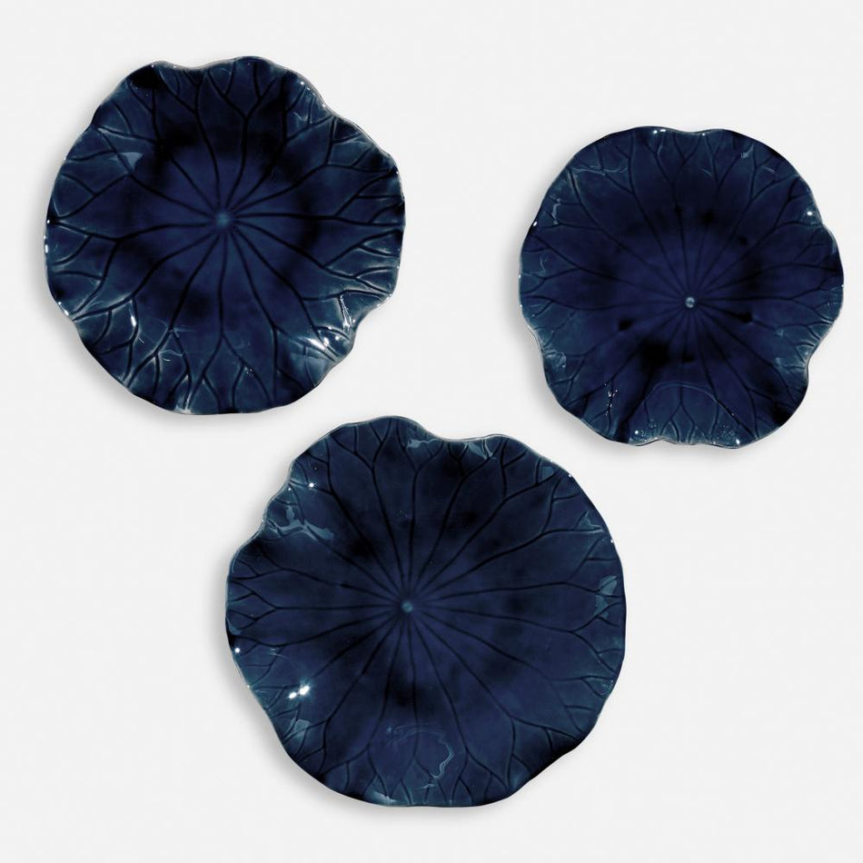 Uttermost Abella Blue Ceramic Wall Decor Set/3