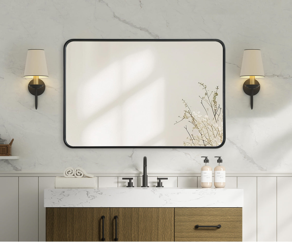 Remy 27 x 40 in. Rectangle Mirror in Black