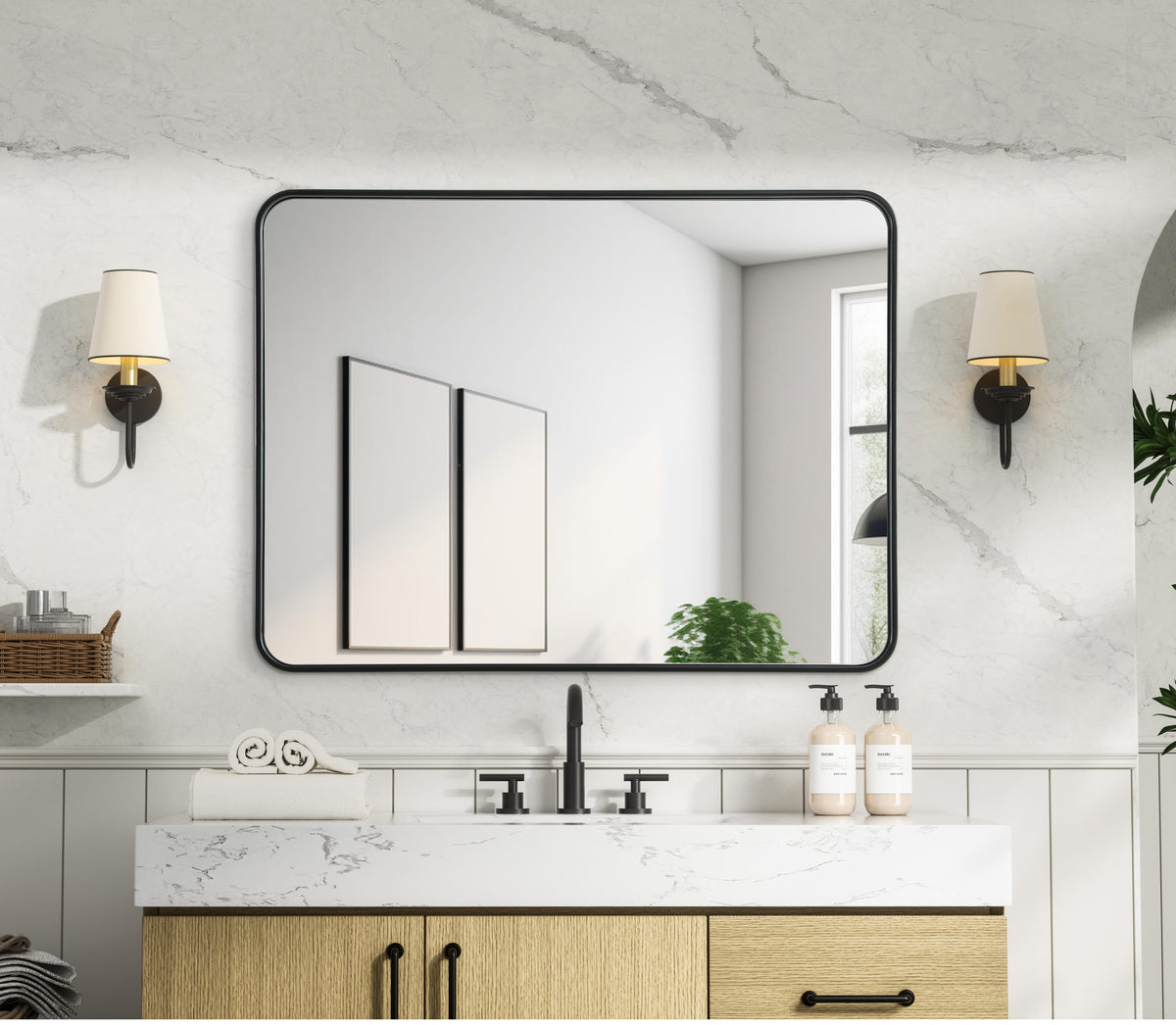 Remy 30 x 40 in. Rectangle Mirror in Black