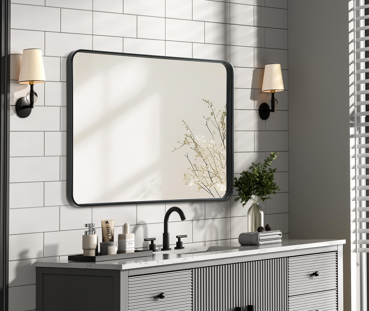 Remy 30 x 40 in. Rectangle Mirror in Black