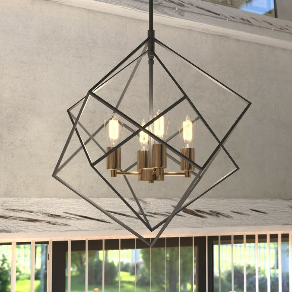 Rad 23.5-in. 4 Light Pendant Black and Natural Brass