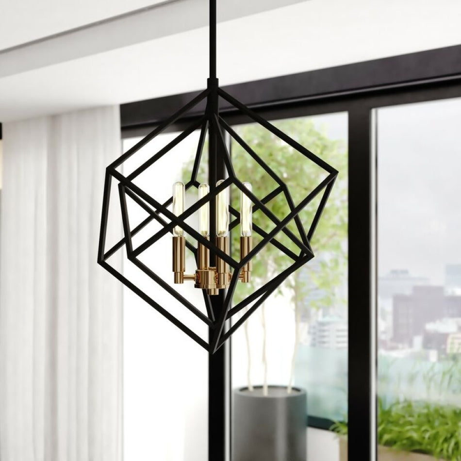 Rad 23.5-in. 4 Light Pendant Black and Satin Nickel