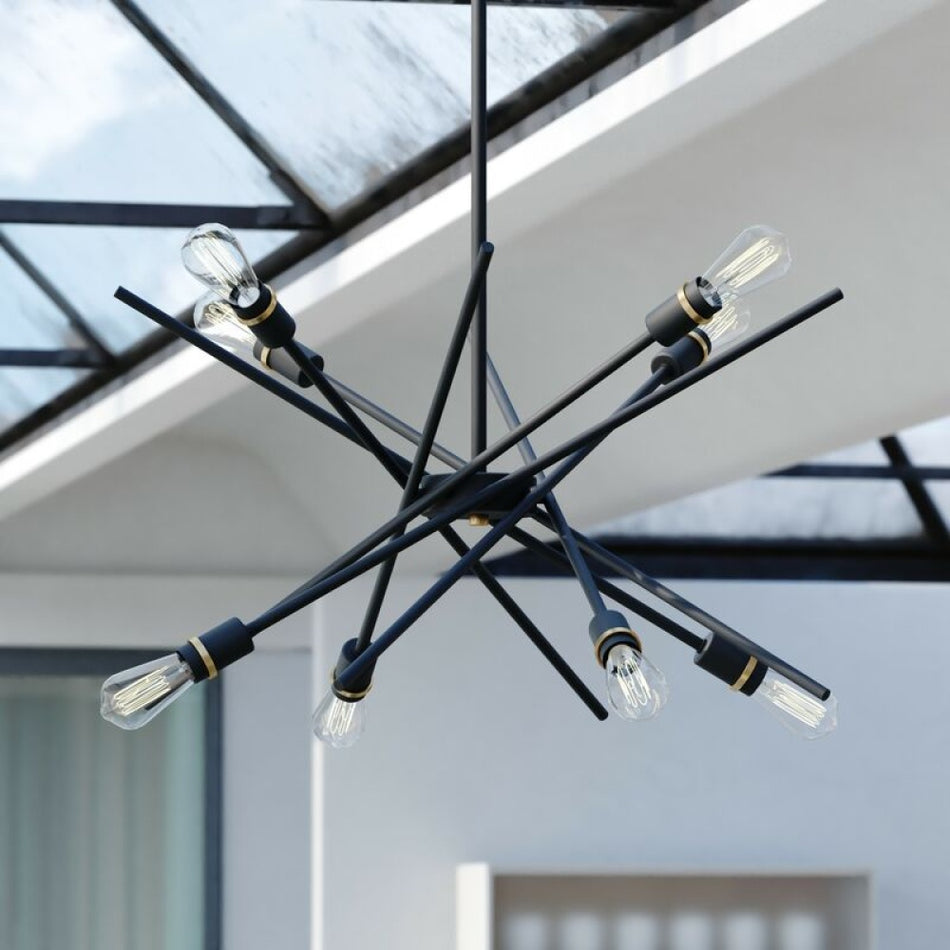 Halsted 29.25-in 8 Light Pendant Black and Satin Brass