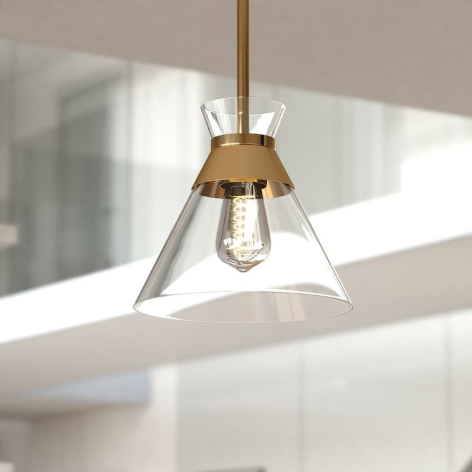 Harper 8.5-in. 1 Light Pendant Natural Brass