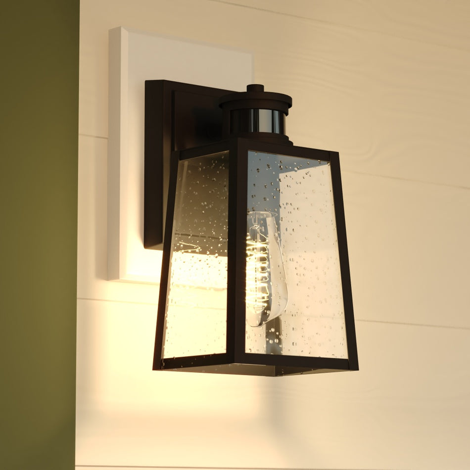 Sutton 12.25-in. H Outdoor Motion Sensor Wall Light Matte Black