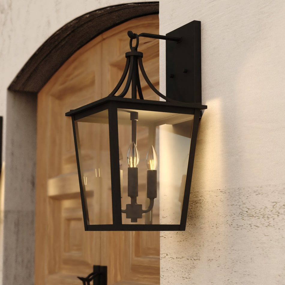 Cottage Grove 10.5-in. W 3 Light Outdoor Wall Light Matte Black