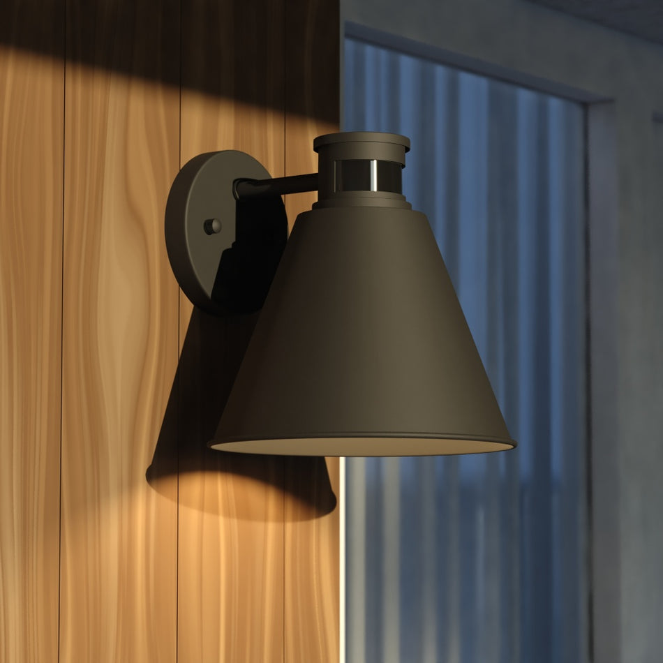 Smith 8.5-in. W Outdoor Motion Sensor Wall Light Textured Black