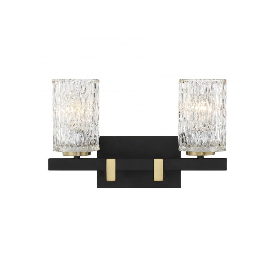 Keene 2-Light Bathroom Vanity Light in Matte with Warm Brass Accents