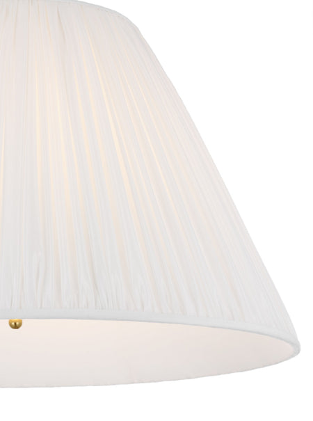 Dume Large Arched Floor Lamp in Hand-Rubbed Antique Brass with Silk Pleated Shade