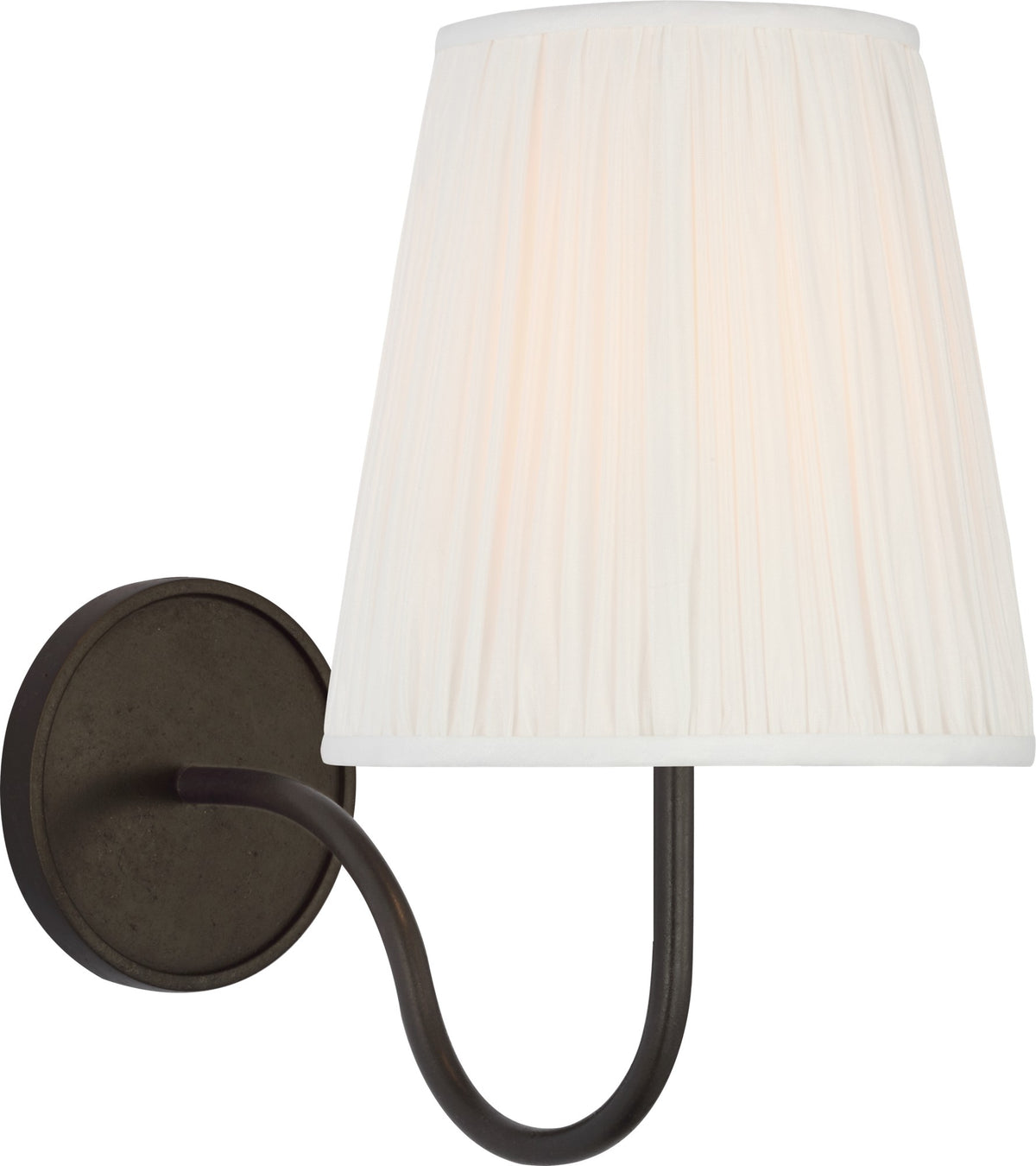 Lyndsie Small Sconce in Aged Iron with Silk Pleated Shade