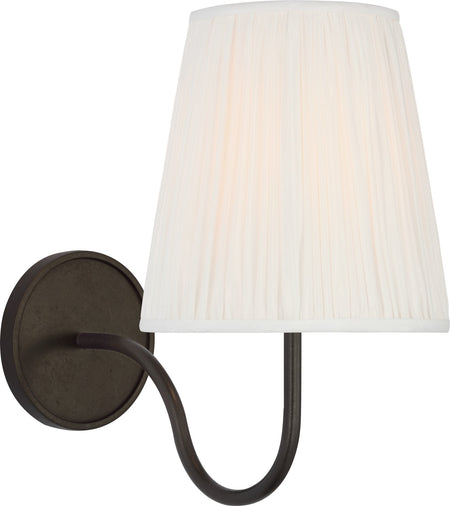 Lyndsie Small Sconce in Aged Iron with Silk Pleated Shade