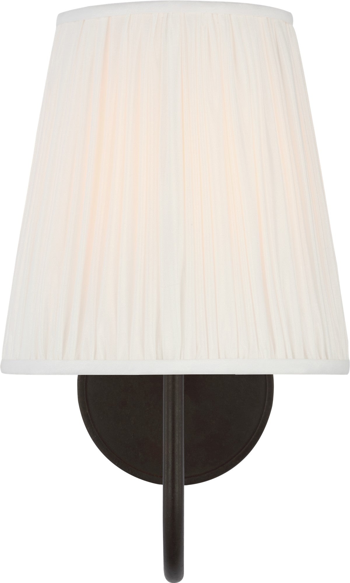 Lyndsie Small Sconce in Aged Iron with Silk Pleated Shade